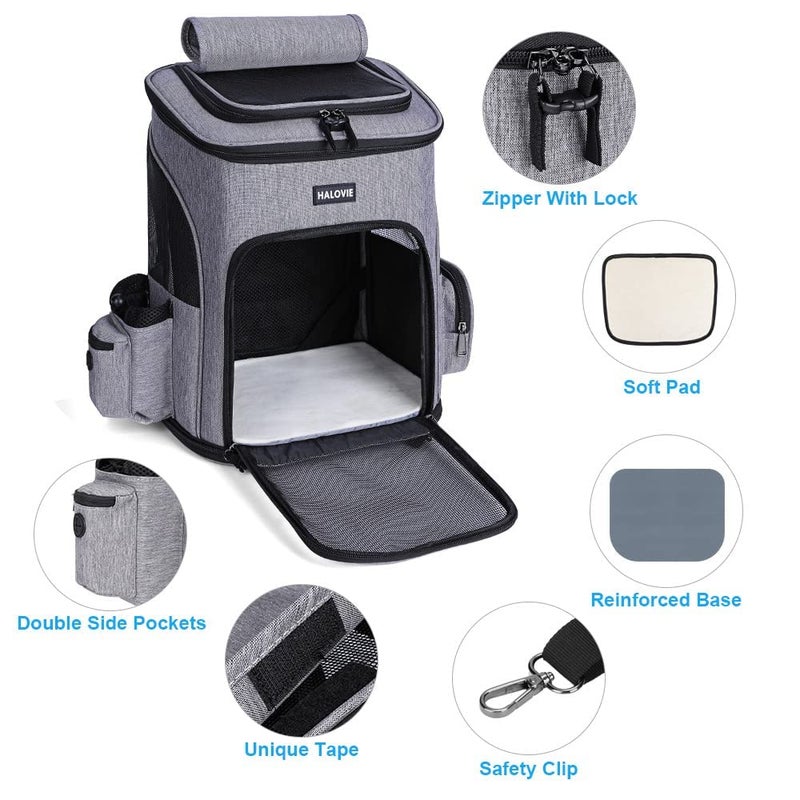 HALOVIE Pet Carrier Backpack Expandable for Cats Dogs Under 18 LB, Breathable Mesh Cat Backpack Carrier Bag, Foldable Dog Backpack Carrier for Small Dogs Rabbits Puppies - Image 3